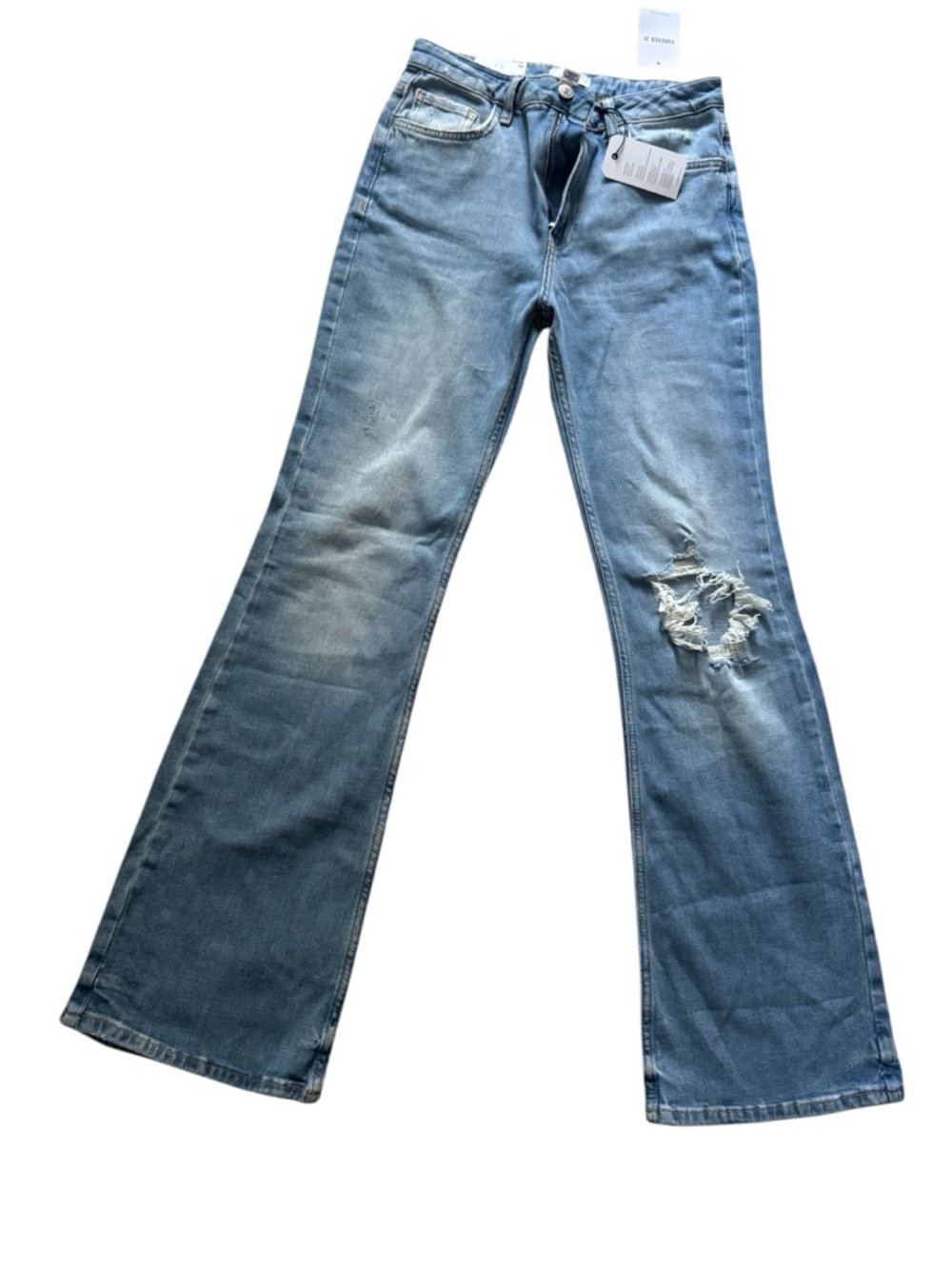 Forever 21 Light Blue Distressed Flare Jeans